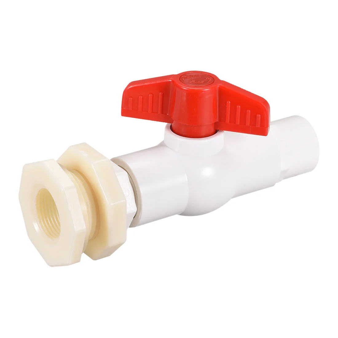 Uxcell PVC Ball Valve Connector Spigot Kit, with Bulkhead Fitting Adapter, White Red for Water Tank