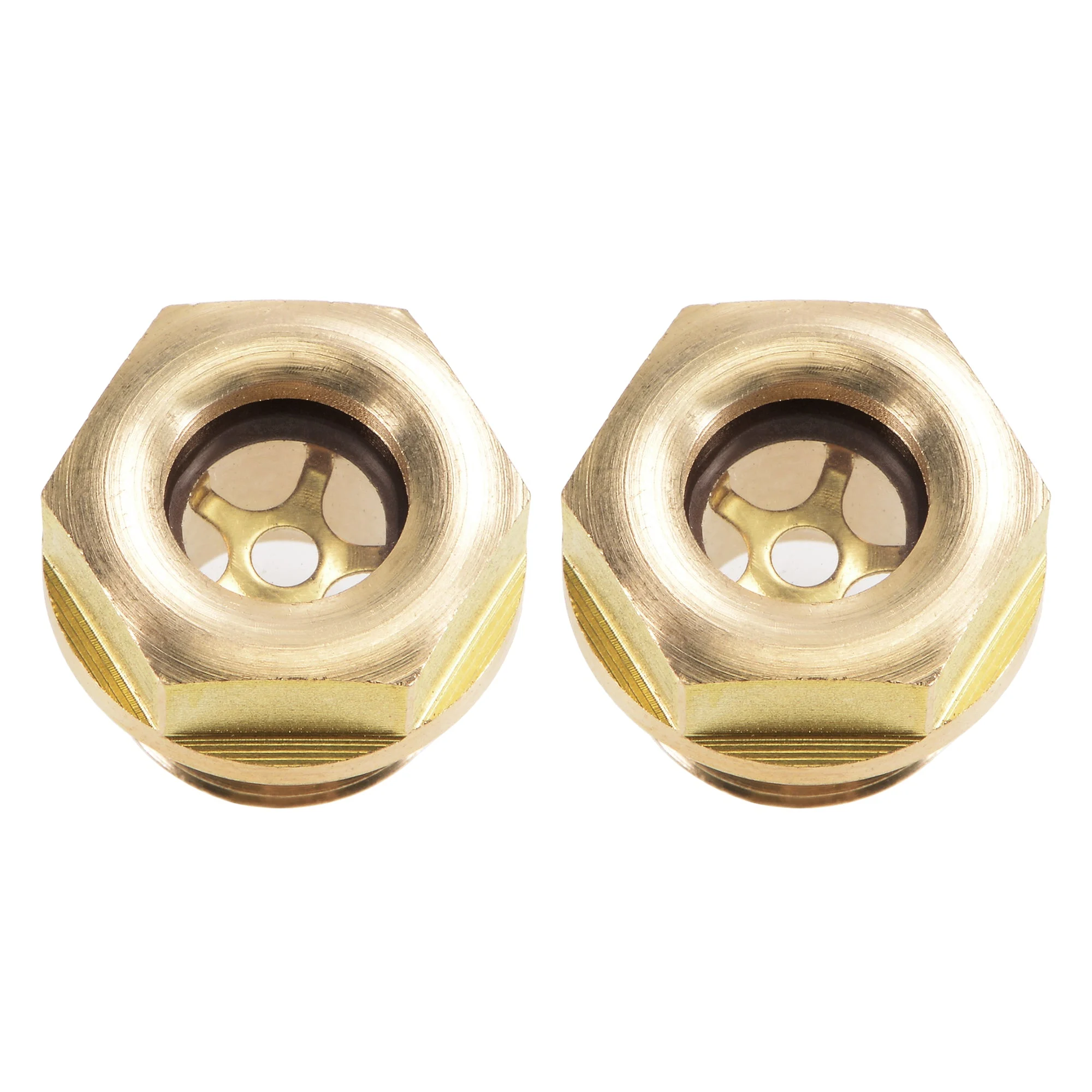 Uxcell Oil Liquid Level Gauge Sight Glass G3/4 Male Threaded Brass Air Compressor Fittings with O-Ring, Yellow 2Pcs