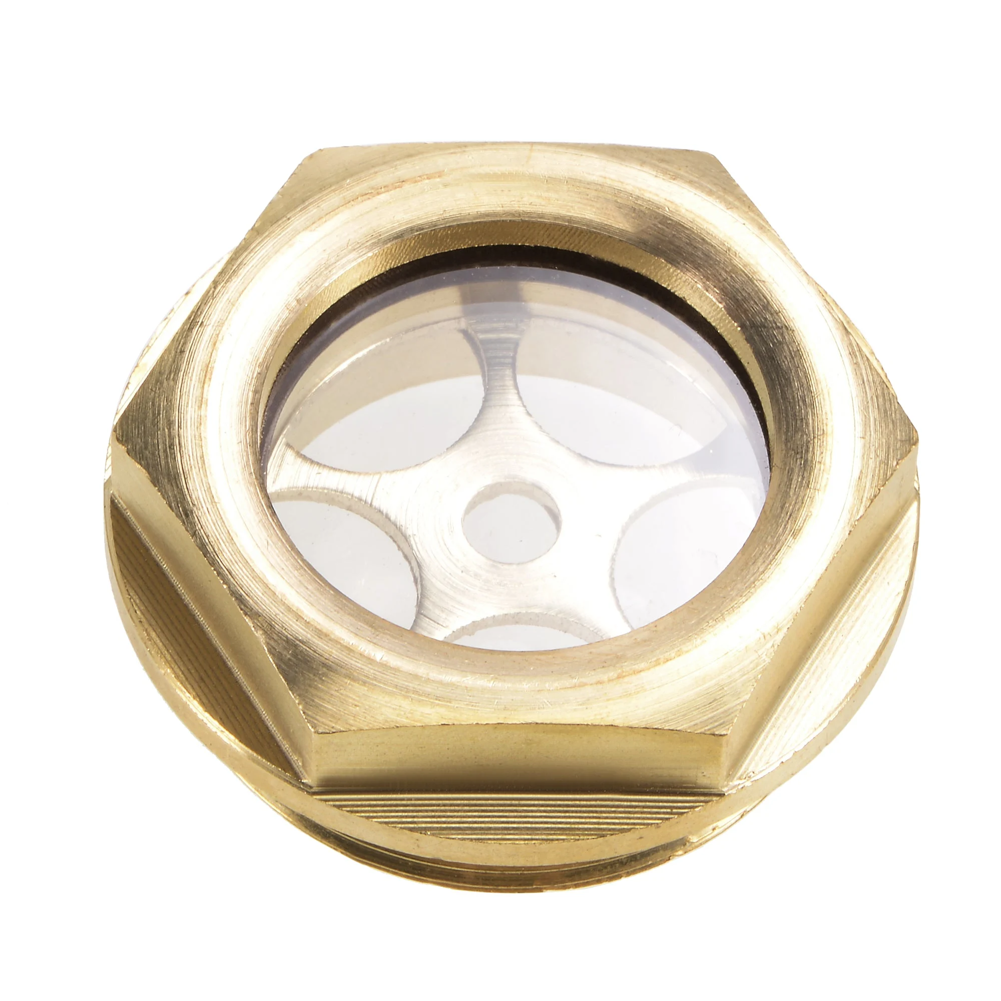 Uxcell Oil Liquid Level Gauge Sight Glass M Male Threaded Brass Air Compressor Fittings with O-Ring, Yellow