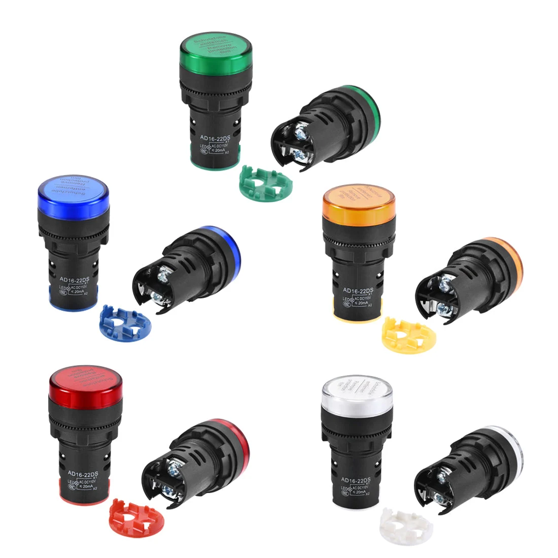 Uxcell Energy Saving LED Indicator Light AC/DC Dustproof Waterproof IP54 Pilot Lamp for Electrical Equipment Power Operating Status