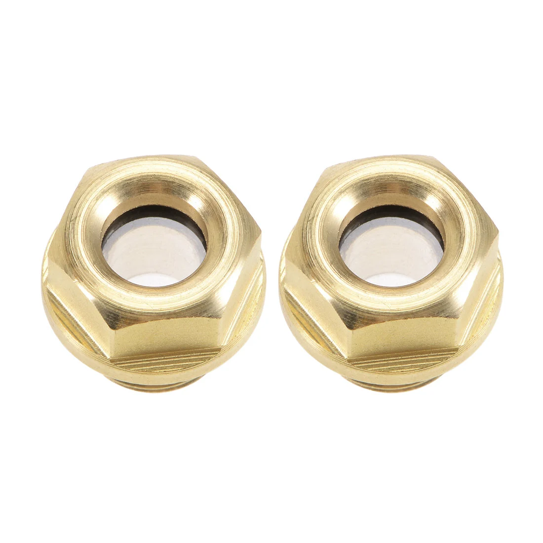 Uxcell Oil Liquid Level Gauge Sight Glass M Male Threaded Brass Fittings with O-Ring, Yellow 2Pcs