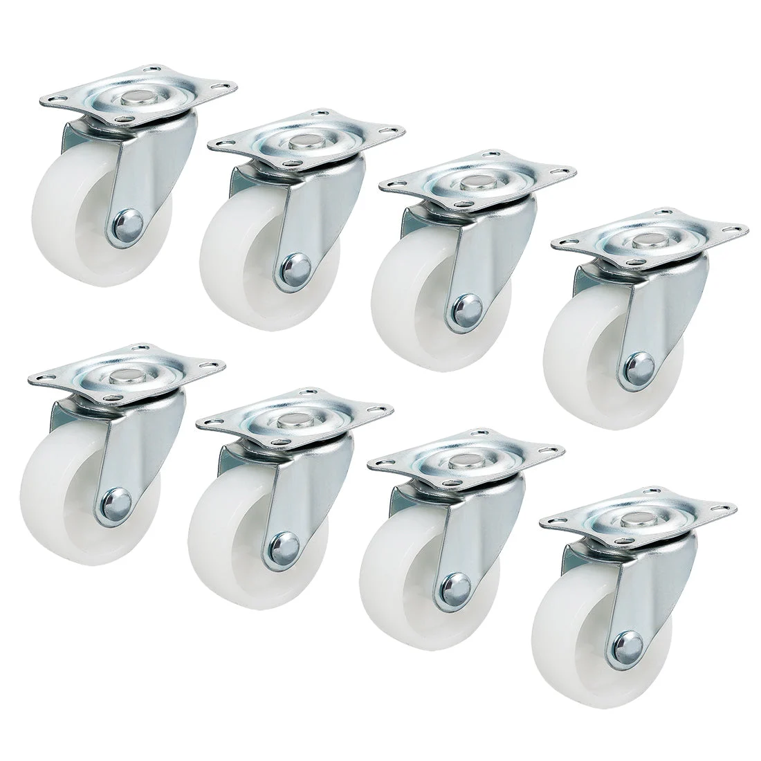 Uxcell 8Pcs 1.5 Inch Swivel Casters Wheels PP Plastic Wheel Top Plate Mounted 44lb Load Capacity White