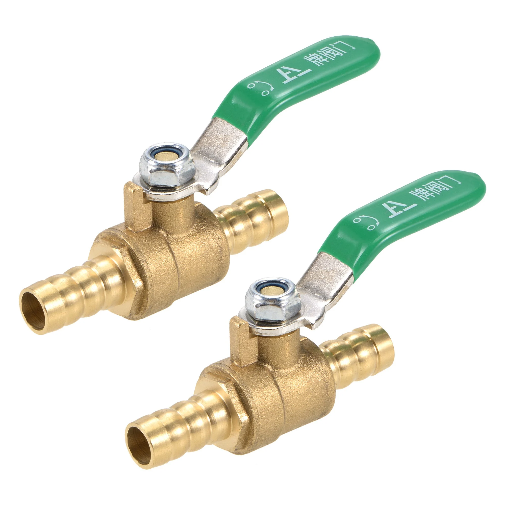 Uxcell Brass Air Ball Valve Shut Off Switch 12mm Hose Barb to 12mm Hose Barb Brass Tone 2Pcs