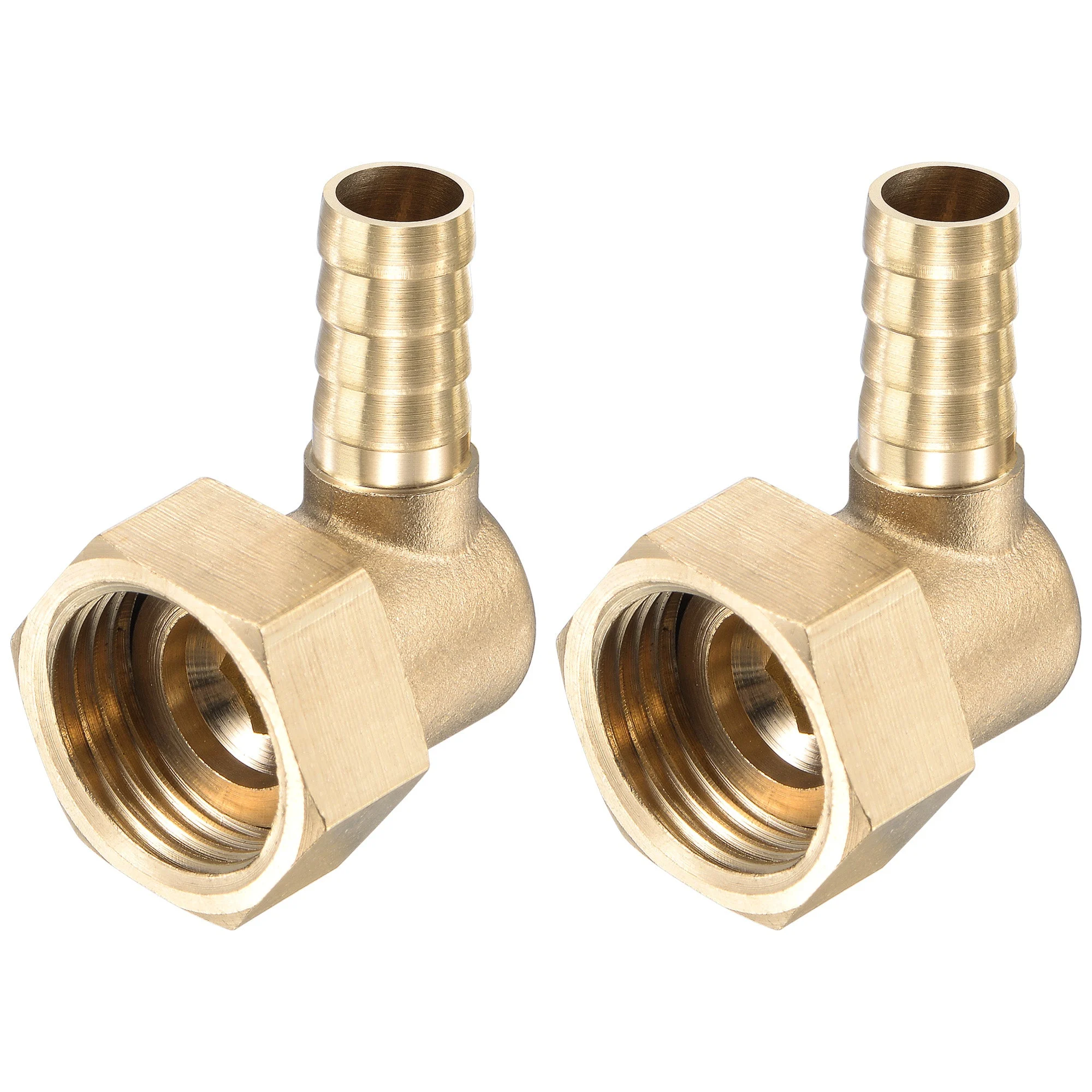 Uxcell Brass Hose Barb Fitting Elbow 10mm x G1/2 Female Swivel Nut Pipe Connector 2pcs