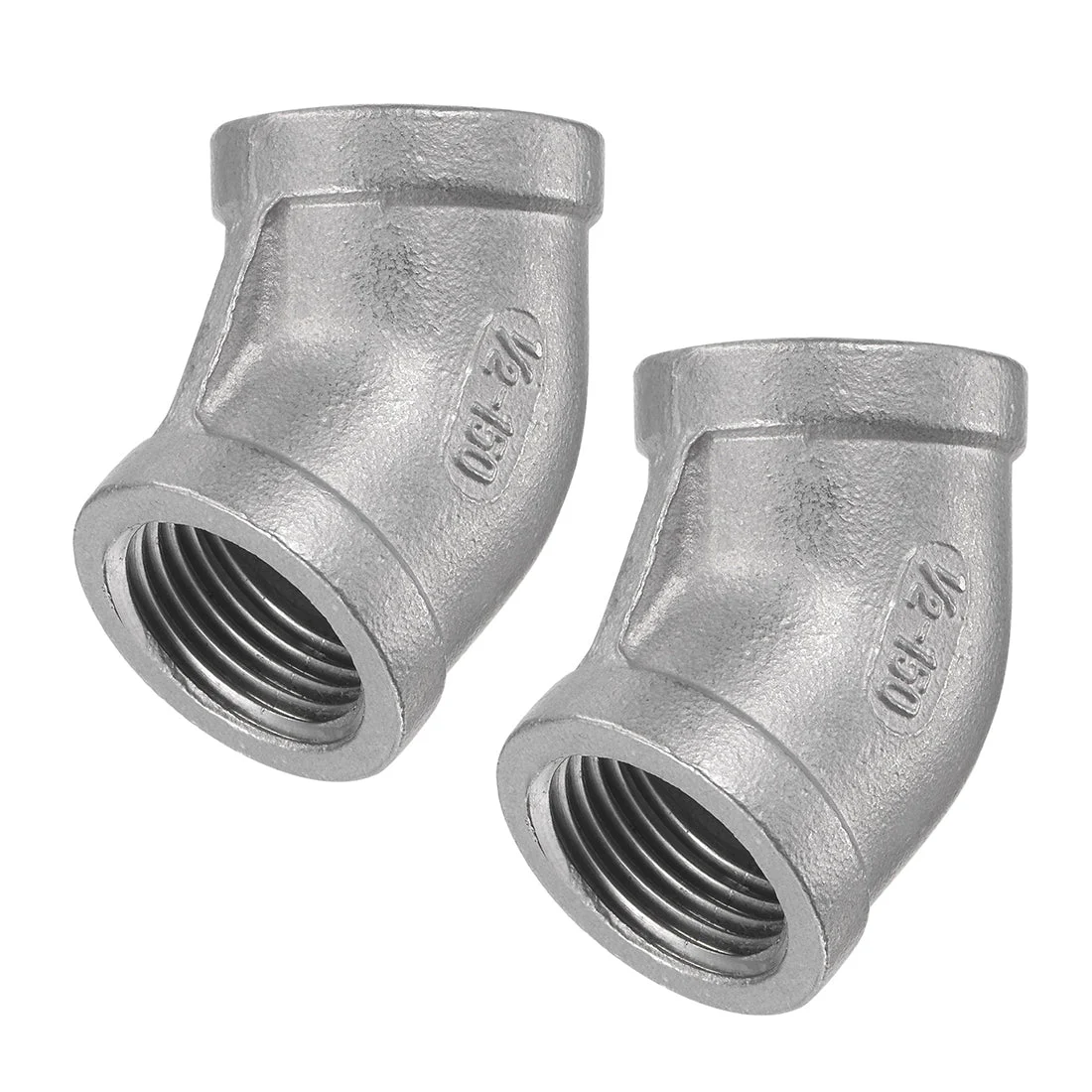 Uxcell Pipe Fitting 45 Degree Elbow 3/8 NPT Female Thread Hose Connector Adapter, 304 Stainless Steel Pack of 2