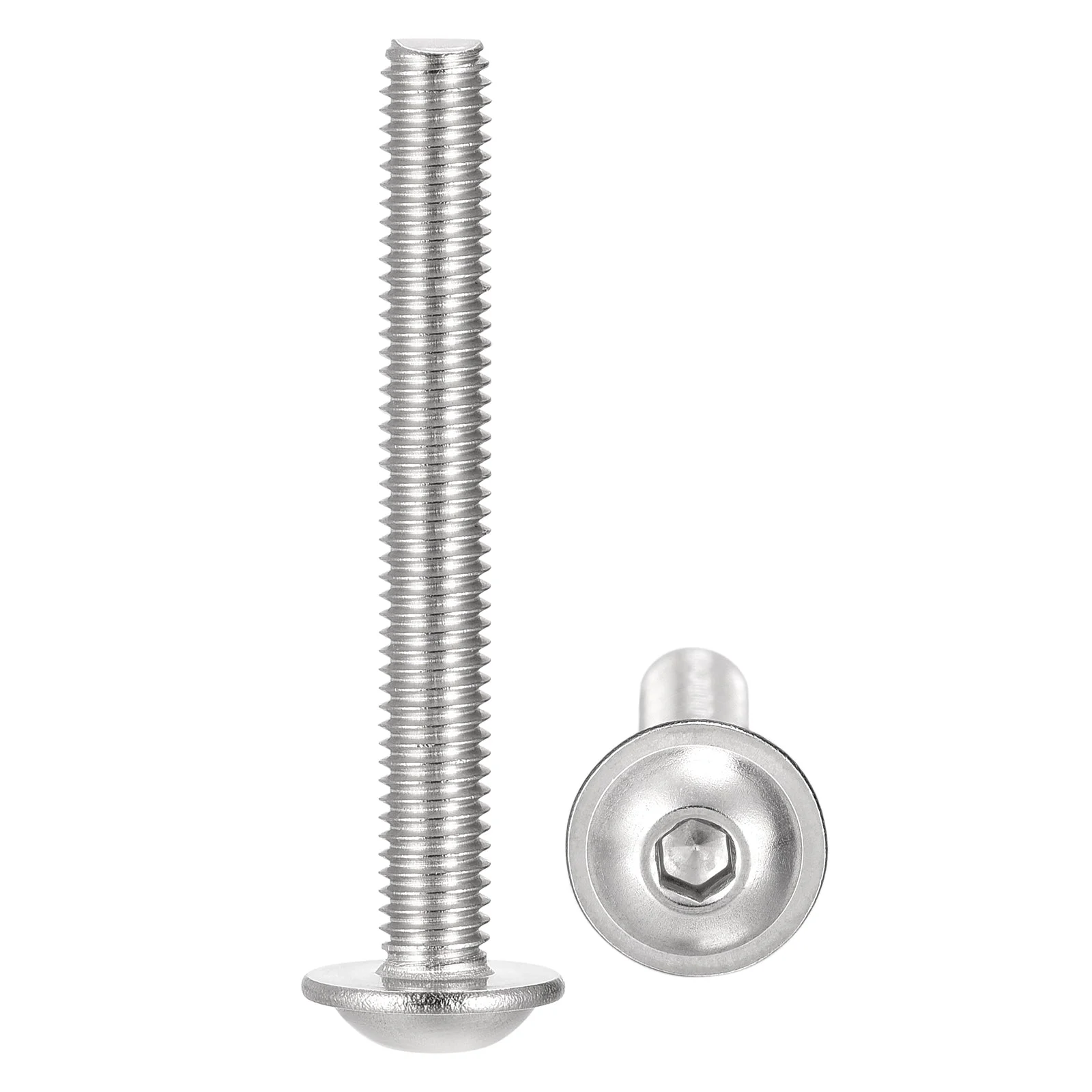 Uxcell Flanged Button Head Socket Cap Screws, Hex Socket Drive Screw, 304 Stainless Steel Fasteners Bolts